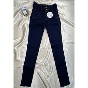 Tummy Control Colombian Jeans Butt Lift Size 10 Stretch‎ Raw Hem